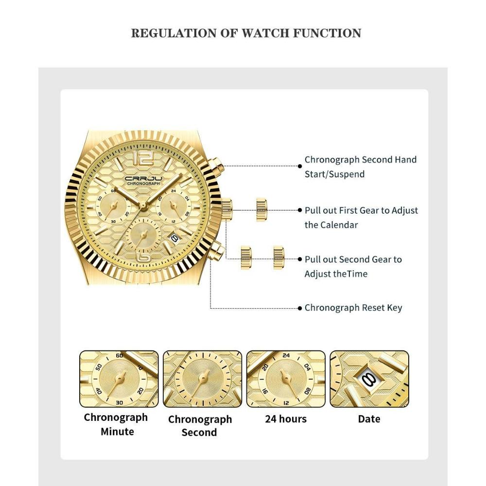 Fashion Business Mens Watches with Stainless Steel Waterproof Chronograph Quartz Watch for Men, Auto Date
