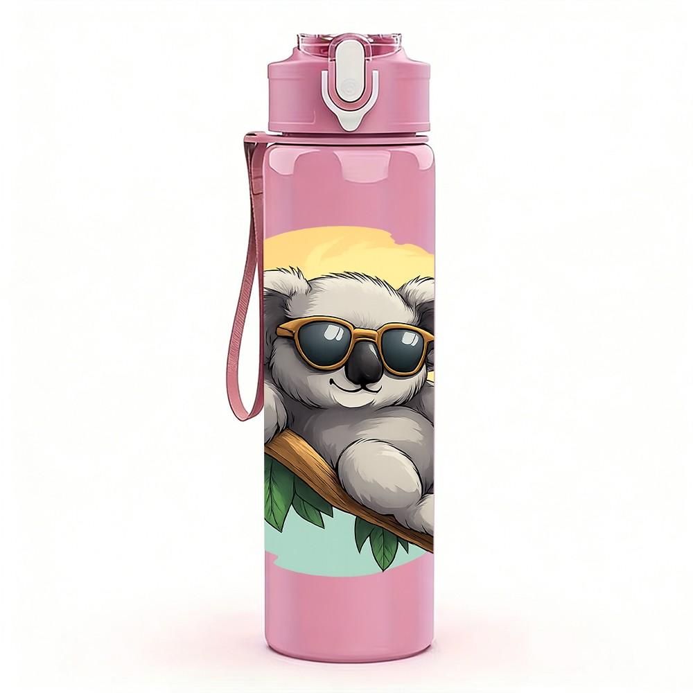 1PC Sunglasses Koala Branch 750ml Color Plastic Sports Water Bottle Leakproof Flip Straw Lid Suitable for Sports Office Home Use