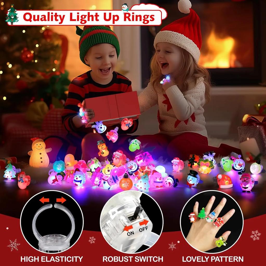 Glowing LED Finger Rings Halloween Christmas Party Favors Light Up Flashing Adjustable Fun Props Kids Adults