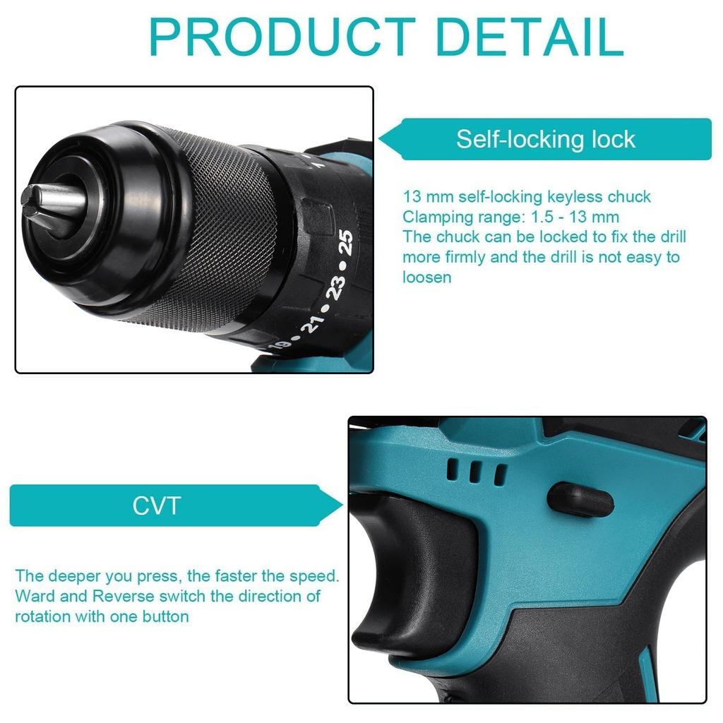 18 В 13 мм Бесщеточная электрическая дрель ударная отвертка плоский молоток 1/2 ударная дрель электроинструменты, подходящие для батареи Makita
