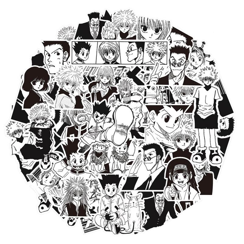 10/30/70 шт. Черно-белые аниме-наклейки Hunter×Hunter Крутые граффити-наклейки для телефона, чемодана, ноутбука, детские наклейки для творчества, игрушки