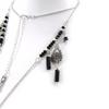 Les Trésors De Lily [H9856] - Designer Long Necklace 'Mangas' Gray Beige