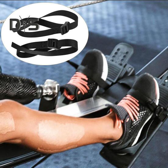2Pcs Rowing Machine Foot Strap Heavy Duty Adjustable Feet Strap Replacement Multi-functional Fitness Equipment Auxiliary Webbing with Buckle