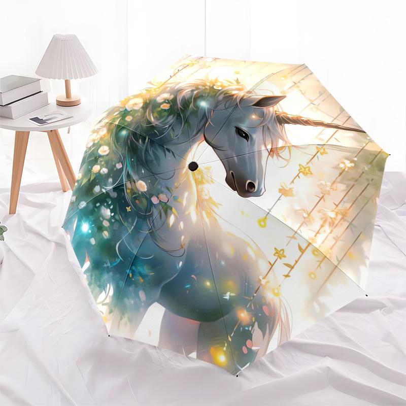 Unicorn Fantasy- Automatic Umbrella, Four Seasons Portable Folding Umbrella, Suitable for Men and Women, Travel, Daily Compact Umbrella, Out