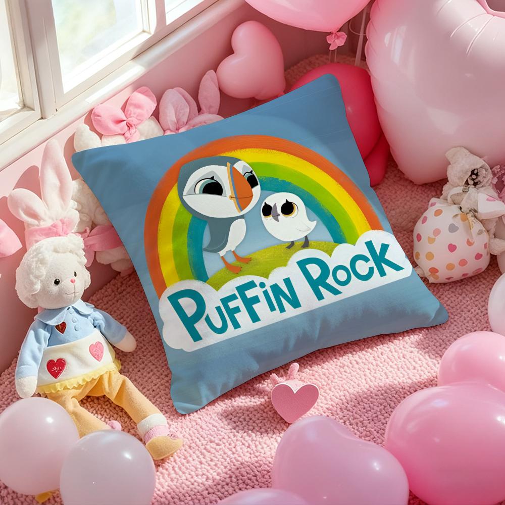 Kwaii Puffin Rock PPreschool Cushion Cover Pattern Printed Pillowcase for Living Room Sofa Cushion Cover Bedroom Decor