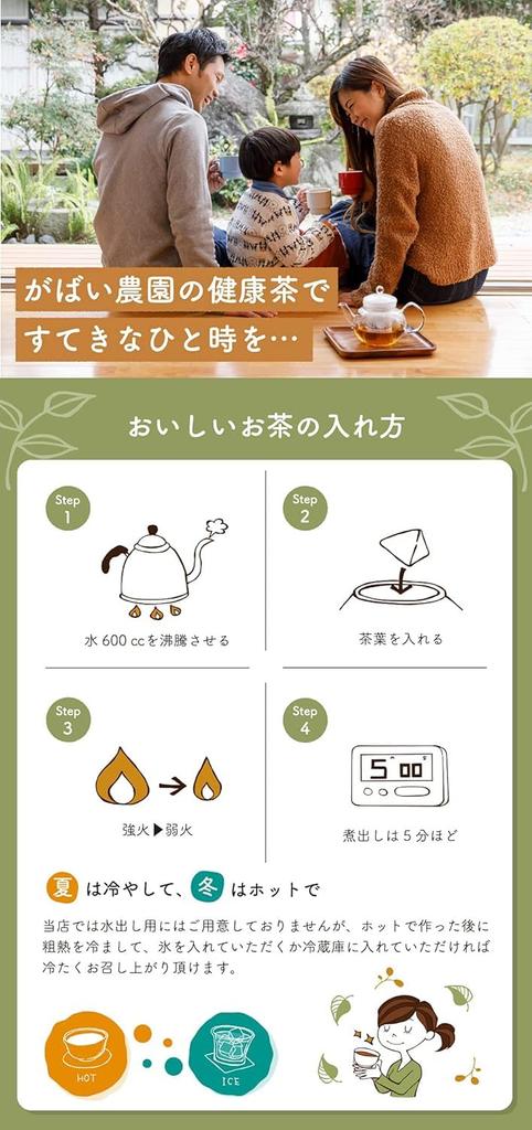 Gabai Farm Domestic Handmade Megusuri Tree Tea 3 г x 40 пакетиков Чай без кофеина Полезный чай в пакетиках Без добавок Сделано в префектуре Тотиги