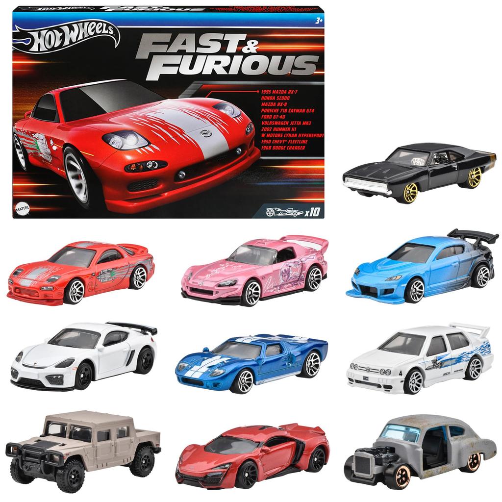 Hot Wheels Fast Furious 10 Car Pack игрушечная мини-машинка для