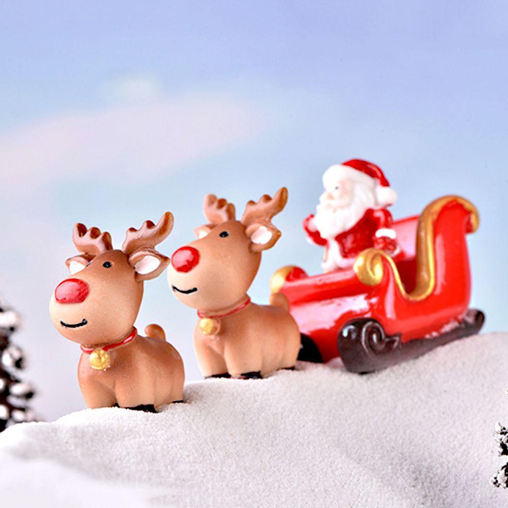 Бонсай Кукольный домик Сказочный сад Рождественское украшение Миниатюрная карета Фигурки оленей Домашний декор