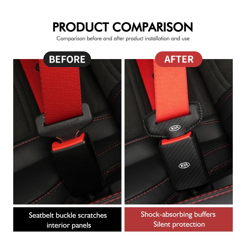 AVJ2 2pcs Car Seat Belt Buckle Protector Sleeve Anti Scratch Cover For KIA Cerato Proceed Venga Stonic Picanto Sorento Stinger