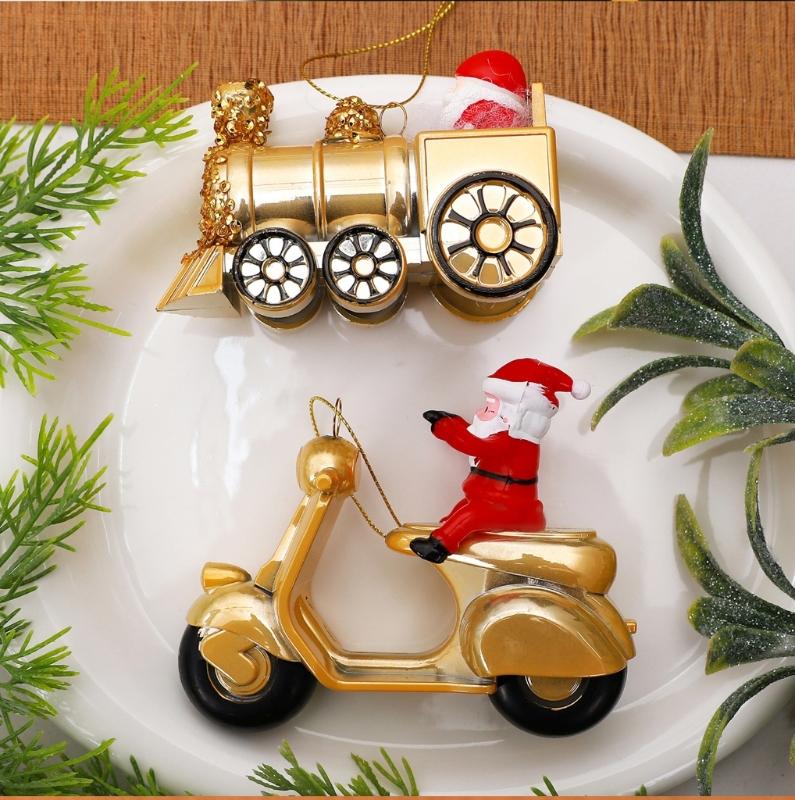 Поликарбонатная елочная игрушка "Санта" с покрытием, подвесное украшение на елку для сезонных праздничных композиций