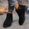 Fashion Women's Ankle Boots Suede Leather Women Round Head Thick Low Heeled Woman Shoes Casual Autumn Slip On Gladiator Bottes Femmes