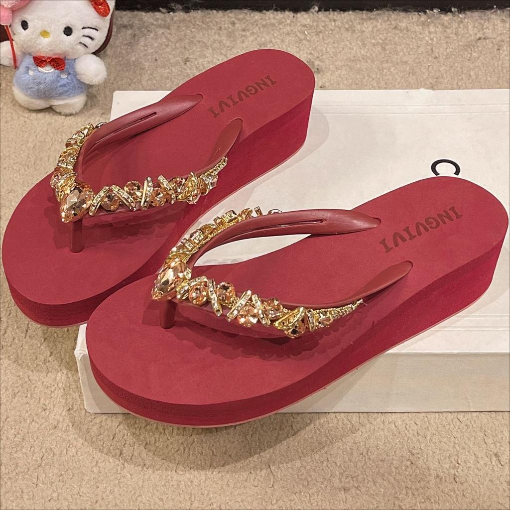 Модные шлепанцы Женские тапочки Летние 5 см Наклон Высокий каблук Нескользящие Уличная обувь Модные Увеличивающие рост Крутые тапочки Женские