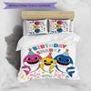 3pcs B-Baby Shark pattern bedding set duvet cover set includes duvet cover &pillowcases,perfect all season bedroom decoration&gift