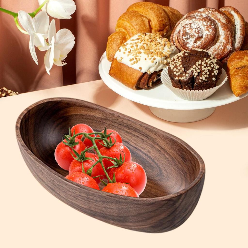 Rustic Wood Tray Decorative Bowl Candle Holder Storage Organizer for Bathroom Keys Centerpieces Supplies