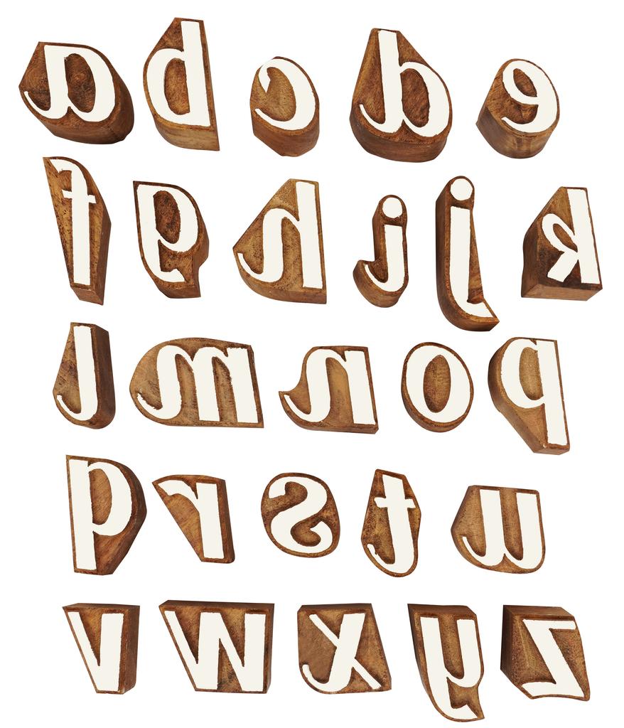 IBA Indianbeautifulart Текстильный Печатный Блок Строчные буквы a-z Алфавит Резьба по Дереву Деревянный Штамп
