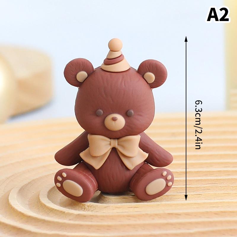 Коричневый Медведь-Бантик, кукла, украшение на торт, шар из пеноматериала цвета земли, украшения для торта «С днем рождения», товары для вечеринок по случаю рождения ребенка, свадебные принадлежности