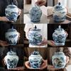 Retro Blue and White Porcelain Tea Pot Hand-painted Mountain Painting Ceramic Tea Pot Household Sealed Pot Tea Packaging Box