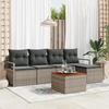 6-Piece Garden Sofa Set with Grey Cushions Synthetic Rattan Acacia 3356361