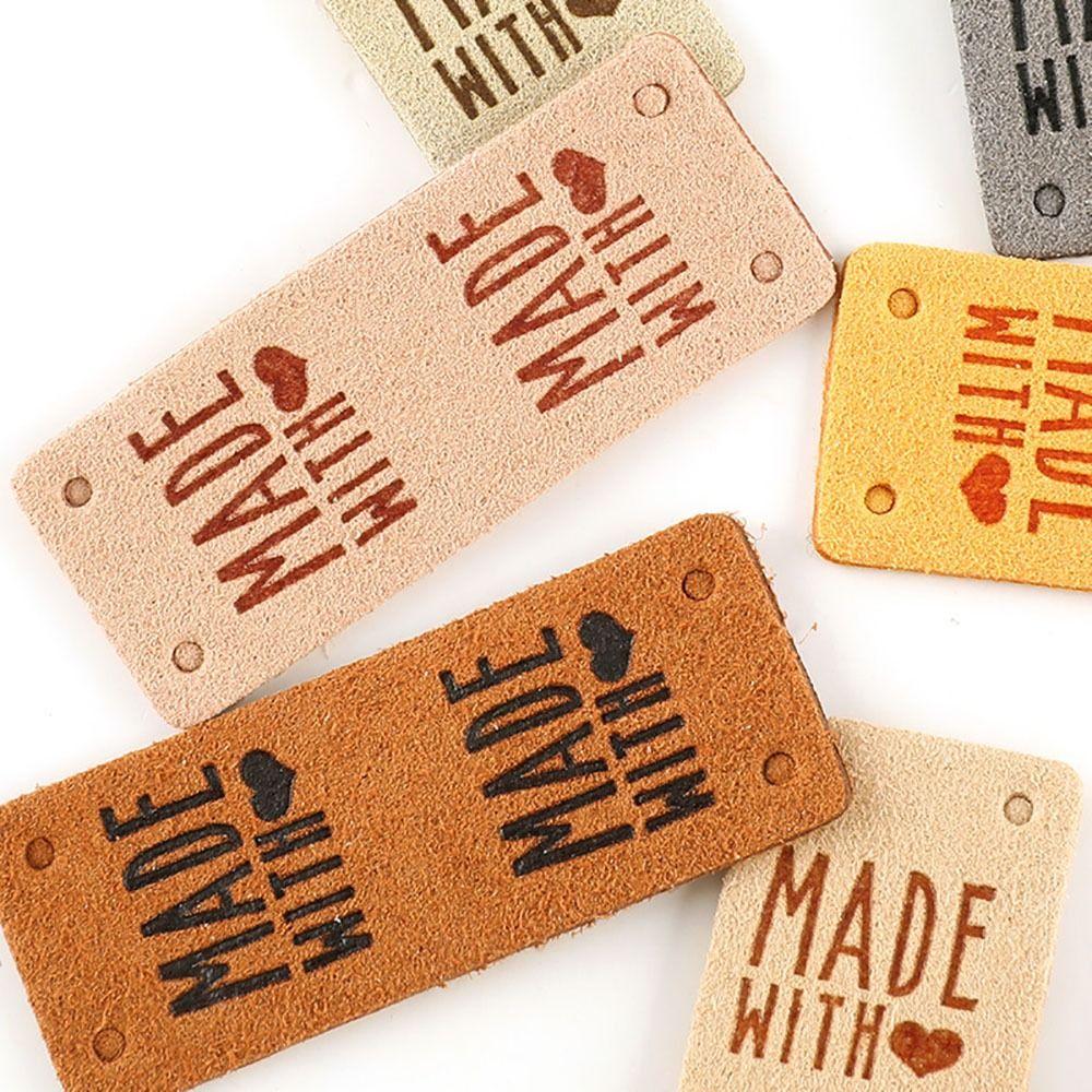 20Pcs Knitting Accessories Embossed Tag Sewing Embellishment Garment Labels Faux Leather Label  Bags