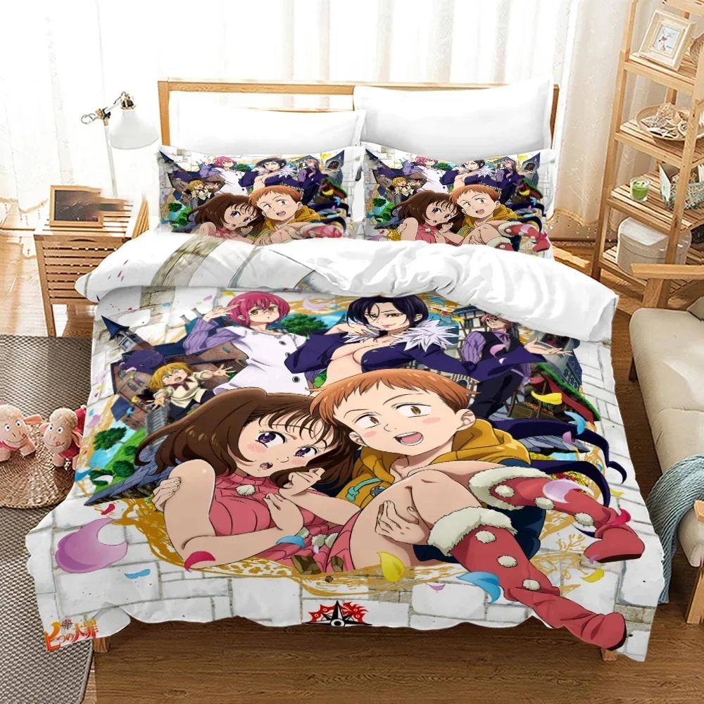 Anime The Seven Deadly Sins Bedding Collections Printed Duvet Cover Bedding Collection Comfortable Breathable Comforter Bed Collection Home Textiles