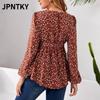 Женские модные повседневные блузки и рубашки JPNTKY с длинным рукавом и круглым вырезом