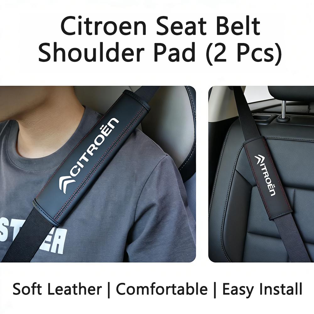AHW3 Citroen Seat Belt Shoulder Pad Soft Leather Car Safety Belt Cover For C1 C2 C3 C4 C5 Berlingo Auto Interior Accessories Sticker