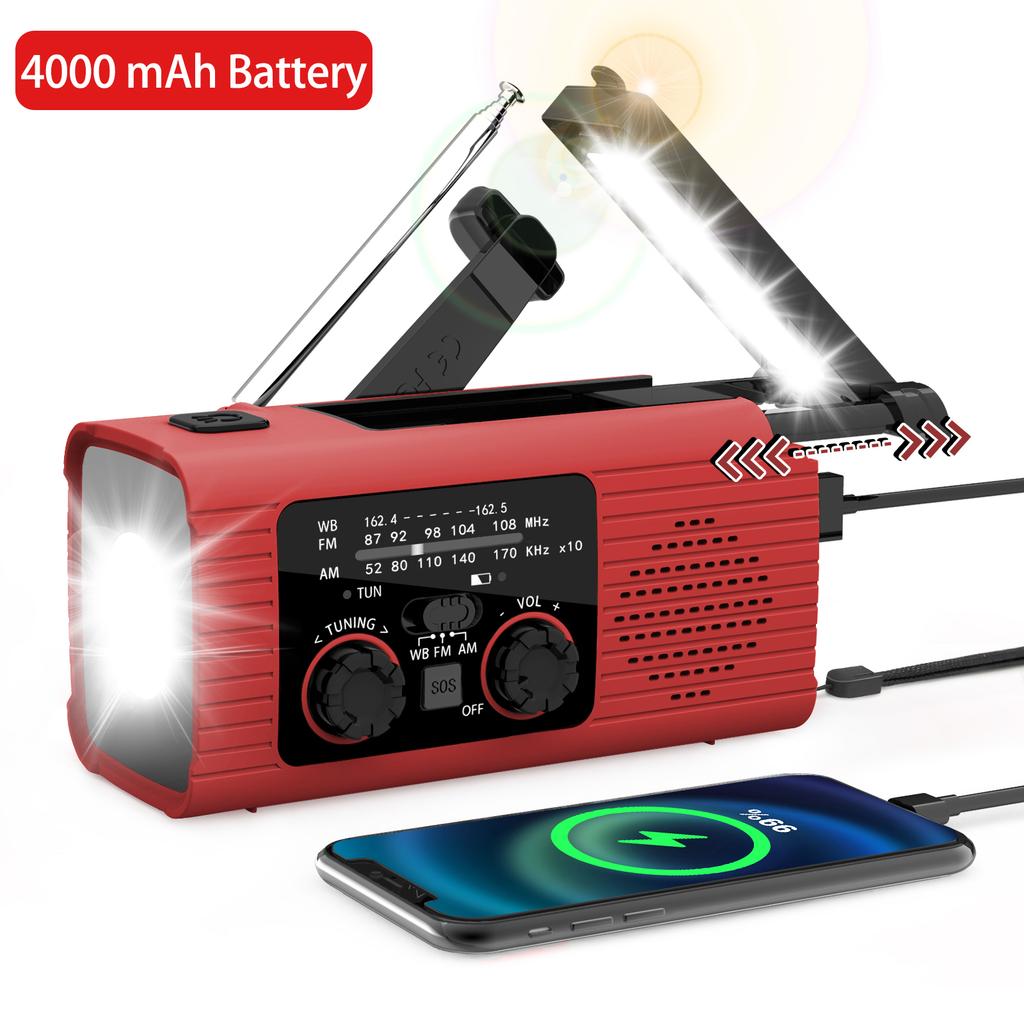 4000 mAh new with light radio LED emergency light outdoor camping radio solar charging radio portable USB emergency light