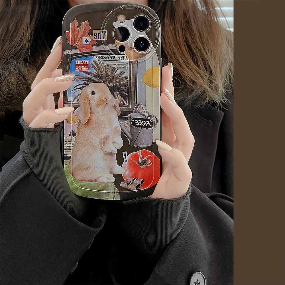 Чехол для телефона с рисунком кролика Ins Label для Iphone 13 12 Promax 11 14 Pro Max 7 8 Plus Se2020 X Xsmax Xr, милый милый чехол Fundas