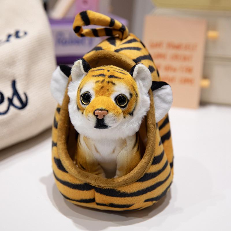 Plush Toy Tiger With Pp Cotton Filling Soft Short Fur Animal For Gifts Kids