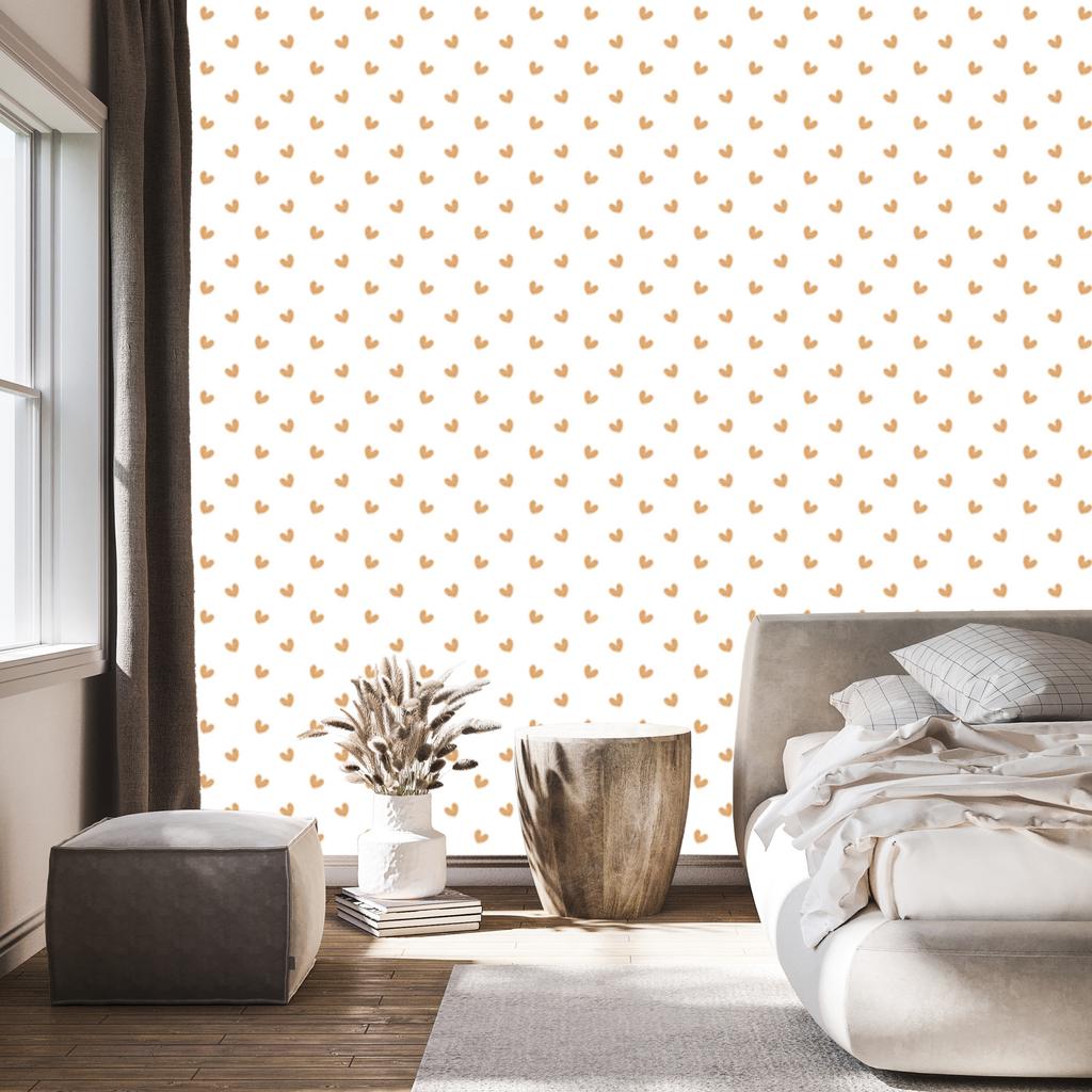 Hearts Wallpaper White and Cream 50x1000