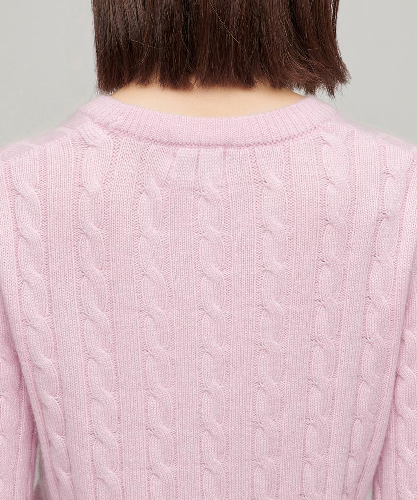 MUSINSA STANDARD WOMAN Women'S Angora Blend Cable Crew Neck Knit [Pink]