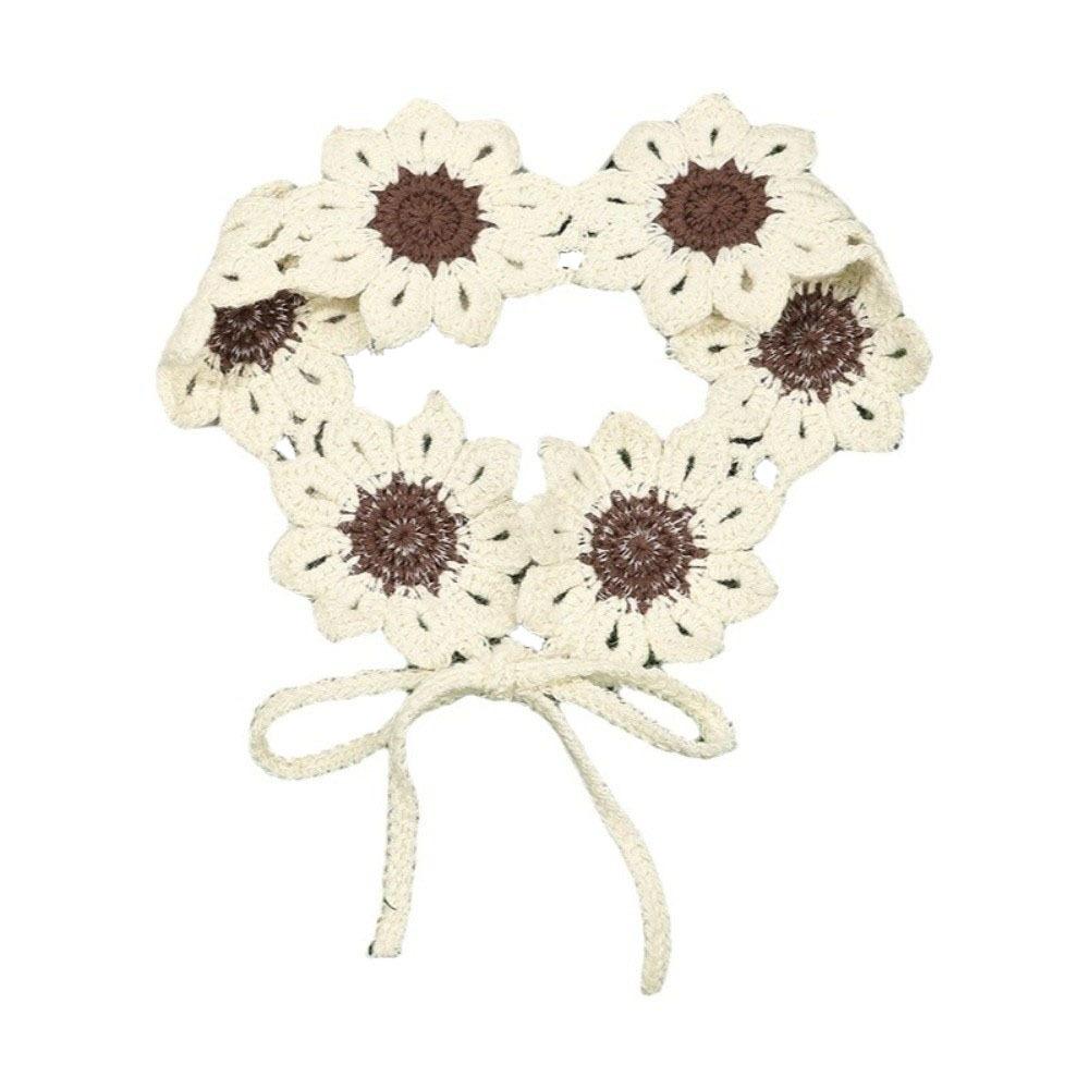 Turban Pastoral Style Headscarf Colorful Knitted Hair Band Flowers Hairband Clothing Accessories