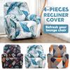 High Stretch Recliner Cover Waterproof Recliner Lazy Boy Recliner Sofa Covers Printed Reclining Chair Cover with Side Pocket