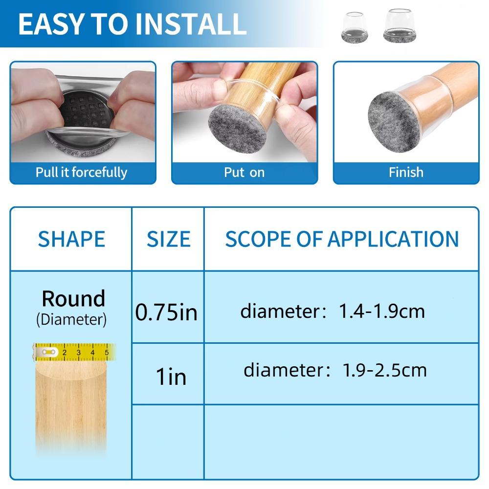 8pcs Felt Bottom Furniture Floor Feet Cup Thick Chair Leg Caps Decor Furniture Table Leg Pad Home