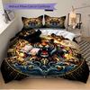 3pcs Flaming Tiger Amidst Waves Pattern Bedding Set, 1* Cover + 2*Pillowcases, Printed Bedding Set, Soft and Comfortable, Suitable for Bedroom an