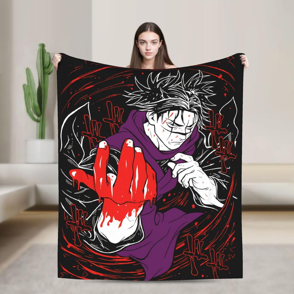 Choso Blanket Cover Flannel Kaisens Anime Lightweight Thin Throw Blanket for Car Sofa Couch Bed Rug