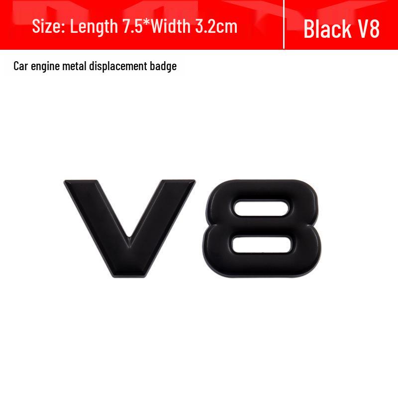 3D Metal V6 V8 Car Emblem for Modification - Large Displacement Rear Label Sticker