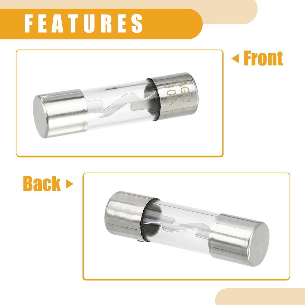 Partuto Set of 5 10x38mm 0.39x1.50" 30A Universal AGU Glass Fuse - Car Fuse