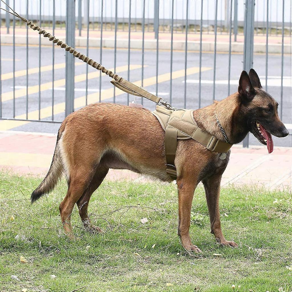 Tactical Dog Harness For Large Dogs, Adjustable Vest With Handle, Heavy-Duty Metal Hook, Neck 45-55 Cm, Yellow