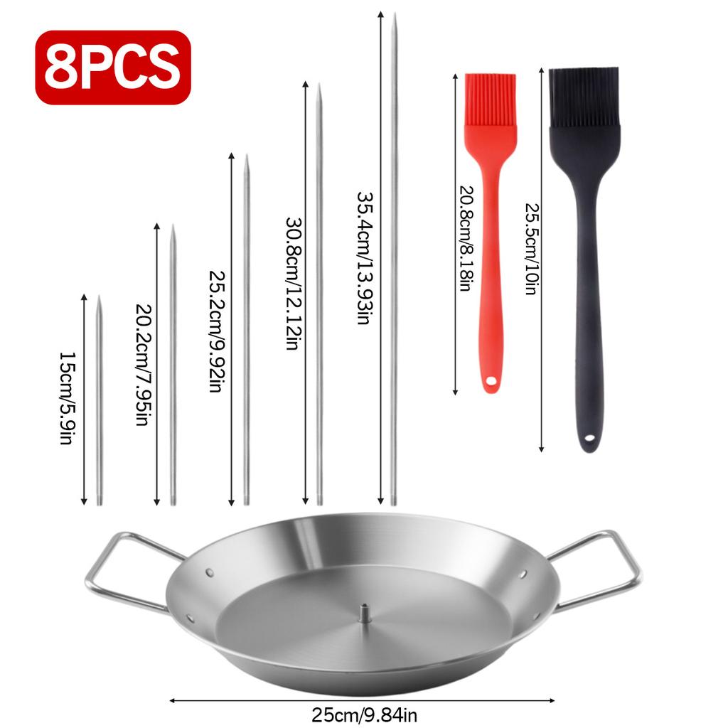 Lihe Stainless Steel Vertical Chicken Roaster Pan, BBQ Roasting Tray With Skewers & Basting Brush, Multiple Kit Options