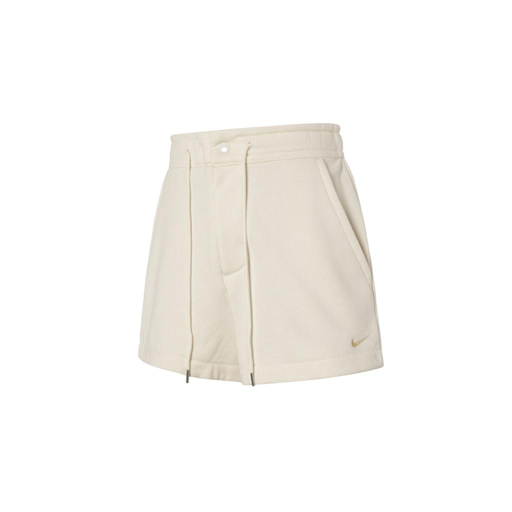 Nike Solid Color Lace-Up Brand Logo High-Waisted Shorts Women Shorts Off-White DV7915-901