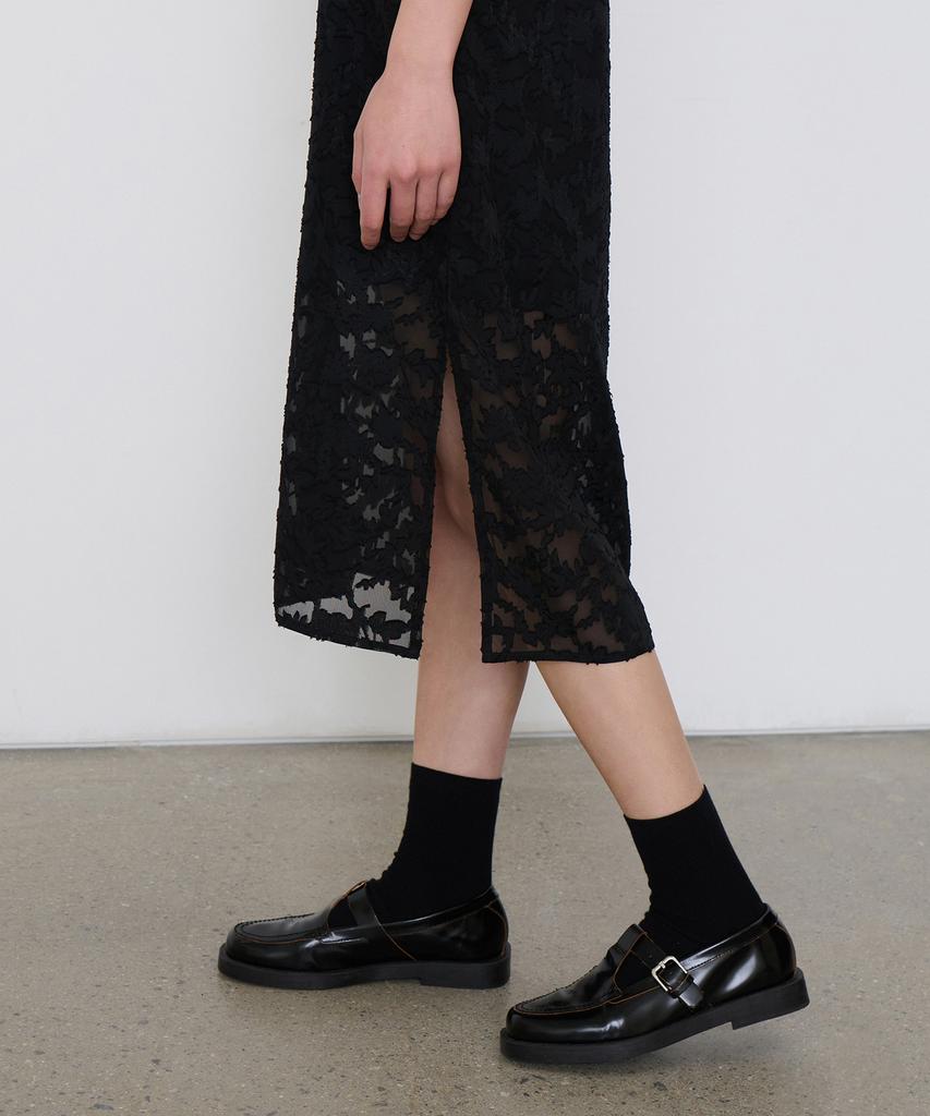 Musinsa Standard Woman Women'S Textured Floral Long Dress [Black]