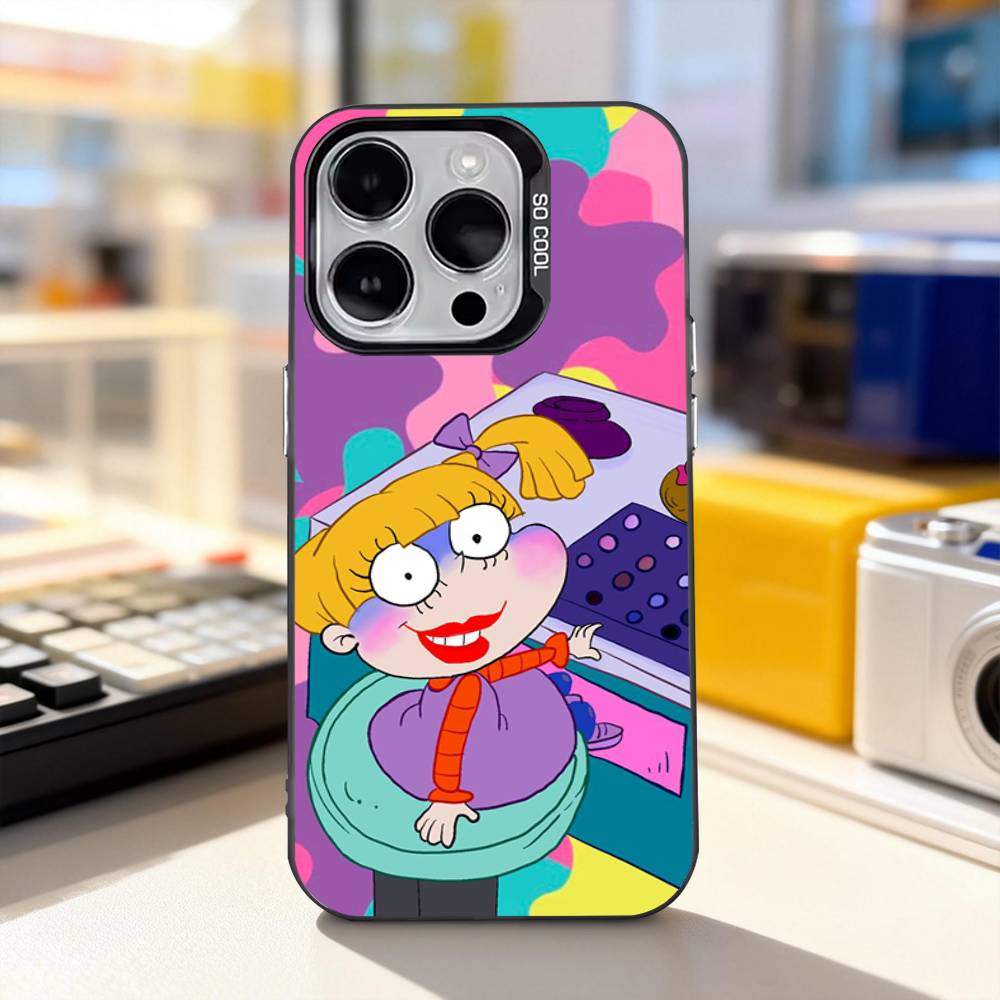 R-Rugrat Chuckie A-AngelicaS For iPhone17,16,15,14,13,12,11,Pro,Max,Plus,E,Air,Mini Anti Fall Black Matte Hard Bumper Phone Case