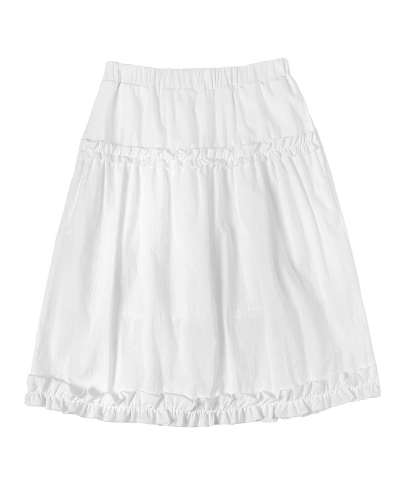 Moyora Frill Banding Midi Skirt [White]