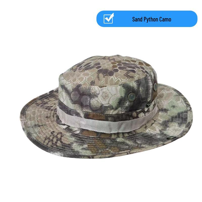 Camouflage Adjustable Outdoor Sun Hat with Chin Strap and Customizable Logo