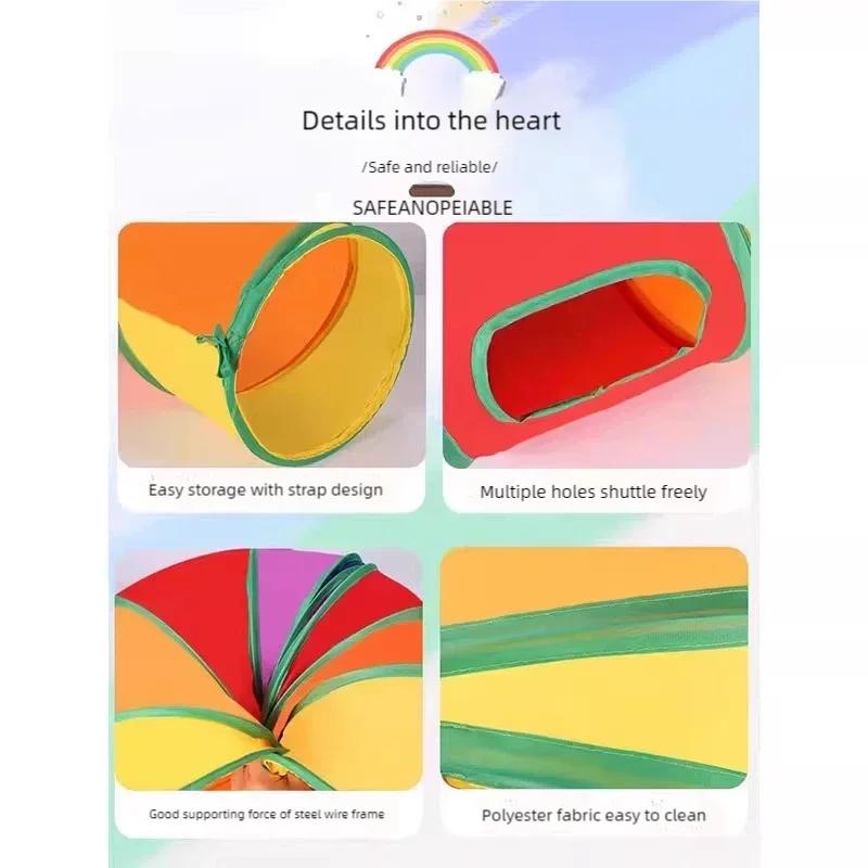 Rainbow Cat Tunnel Collapsible Pet Play Tube Interactive Hide And Seek Toy For Kitten Puppy Puzzle Exercise Agility Outdoor