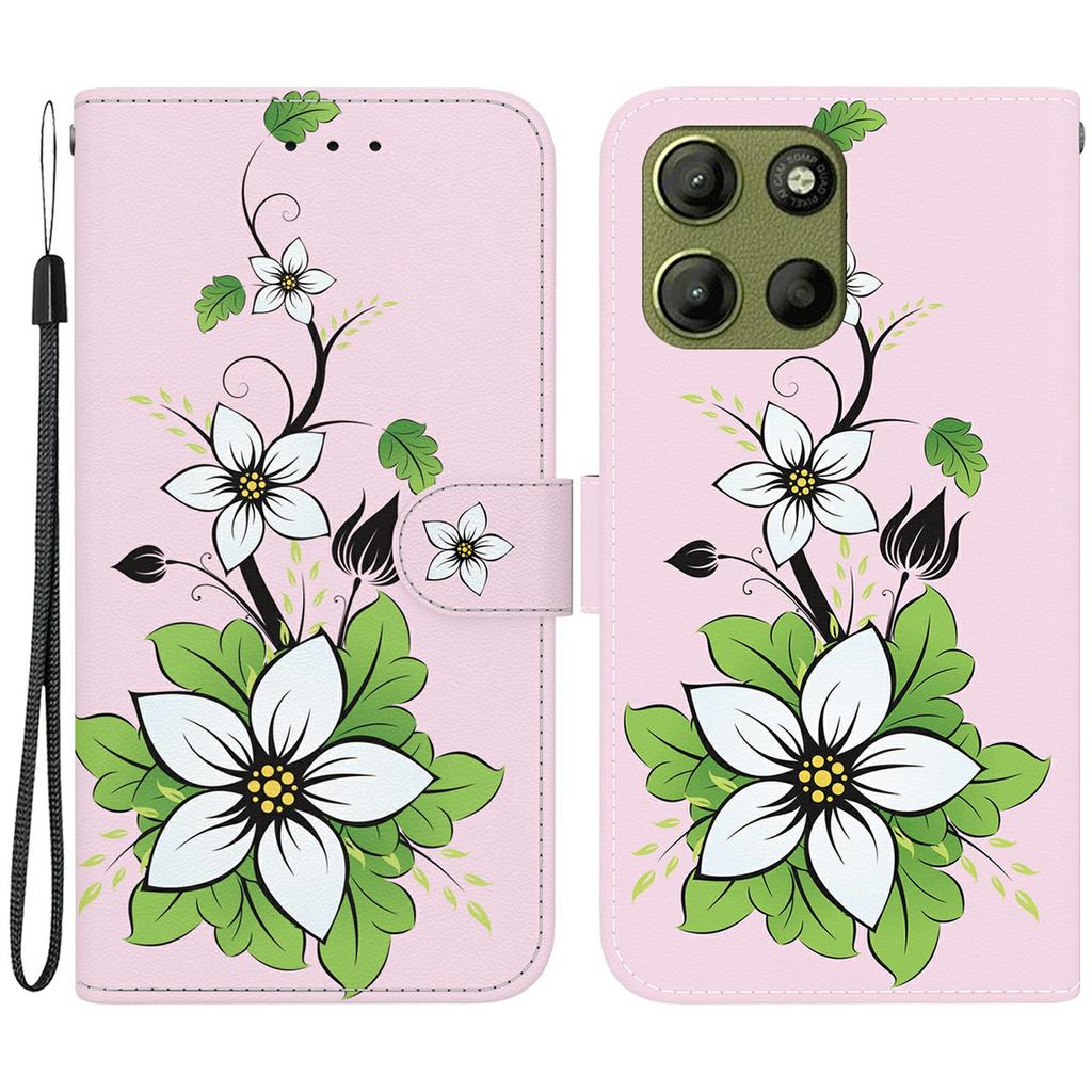 Для Motorola Moto G15 4G Кошелек Чехол для телефона Противоударная кожаная откидная крышка с печатью рисунка