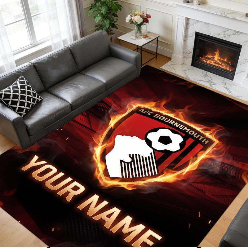 Crystal Velvet Rug Custom Name Text, Soft Non Slip Floor Mat Home DecorBournemouth Football