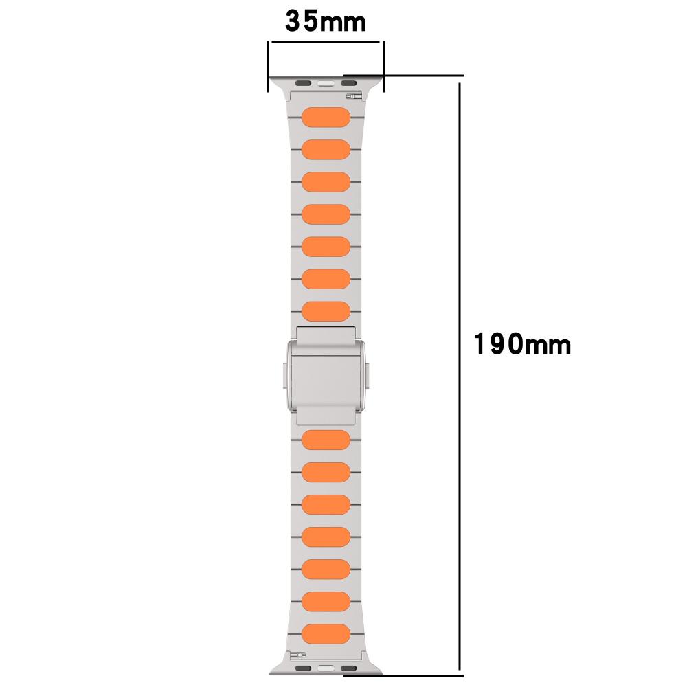 Magnetic Alloy Strap with Silicone Leather Strip for Apple Watch Series12 11 10 SE1 2 3 /Ultra4 3 2 1 38/41/42/46/49 mm