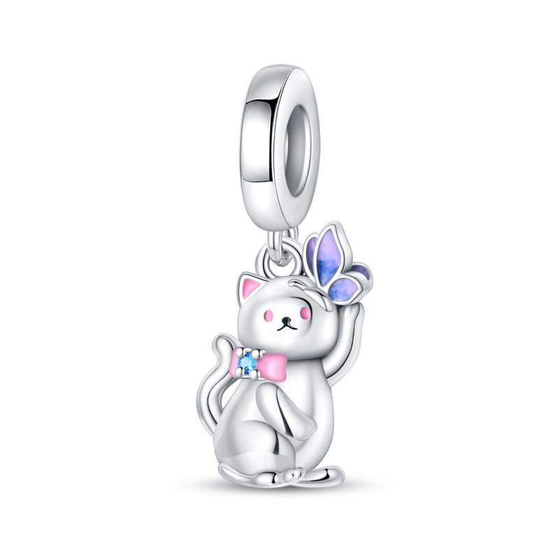 Dora Copper Plated 925 Silver Beaded Accessories Diy Cute Animal Bracelet Necklace Pendant Gift